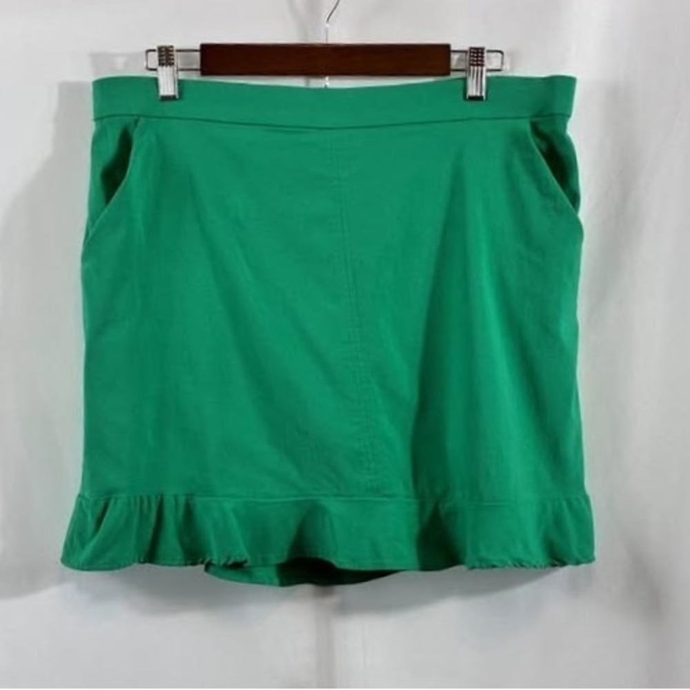 Counterparts Green Ruffle Hem Golf Tennis Skort Pockets Size 14 Excellent - Picture 2 of 10